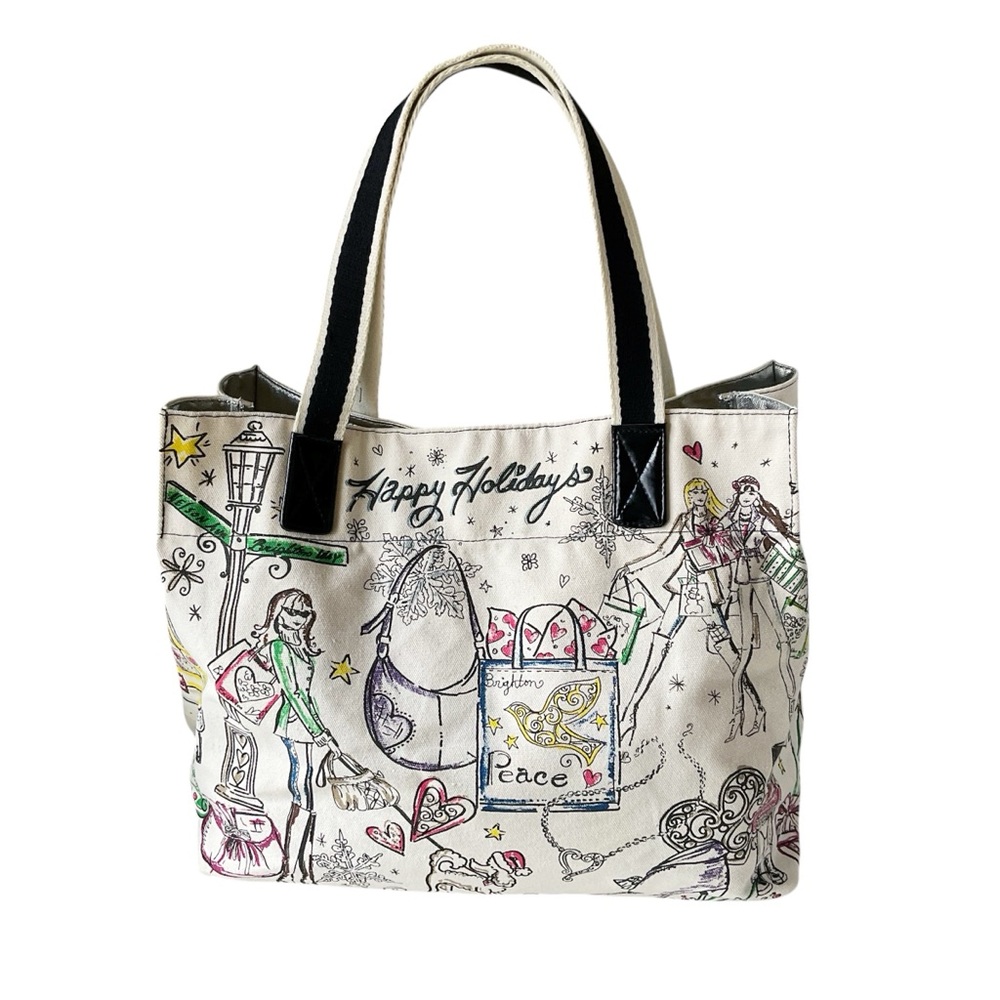 Brighton Fashionista Happy Holidays Large Canvas Tote Bag